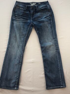 BKE Buckle Carter Bootleg Distressed Medium Wash Men’s Denim Jeans Size 33R